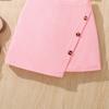 Children's Clothing Summer 4-7Y Short-sleeved New Square Neck Short-sleeved Top + Short Skirt Girls 2pcs Suit