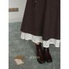 Maple Latte Lace Spliced Midi Skirt