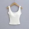 2025 Solid Color Sexy Roundneck Tank Top With Spicy Girl Style Comes With Chest Cushion, Tight Strap, Tight Top