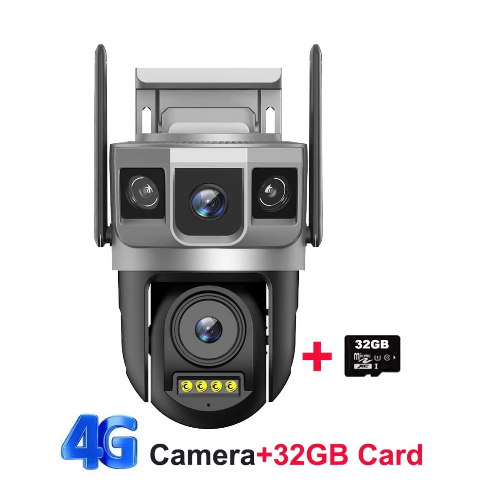 Telecamera IP 4G-SIM a doppio obiettivo da 12 MP 6K, triplo schermo, Wi-Fi, Smart Network, monitor wireless, protezione di sicurezza V380, telecamere CCTV per la casa