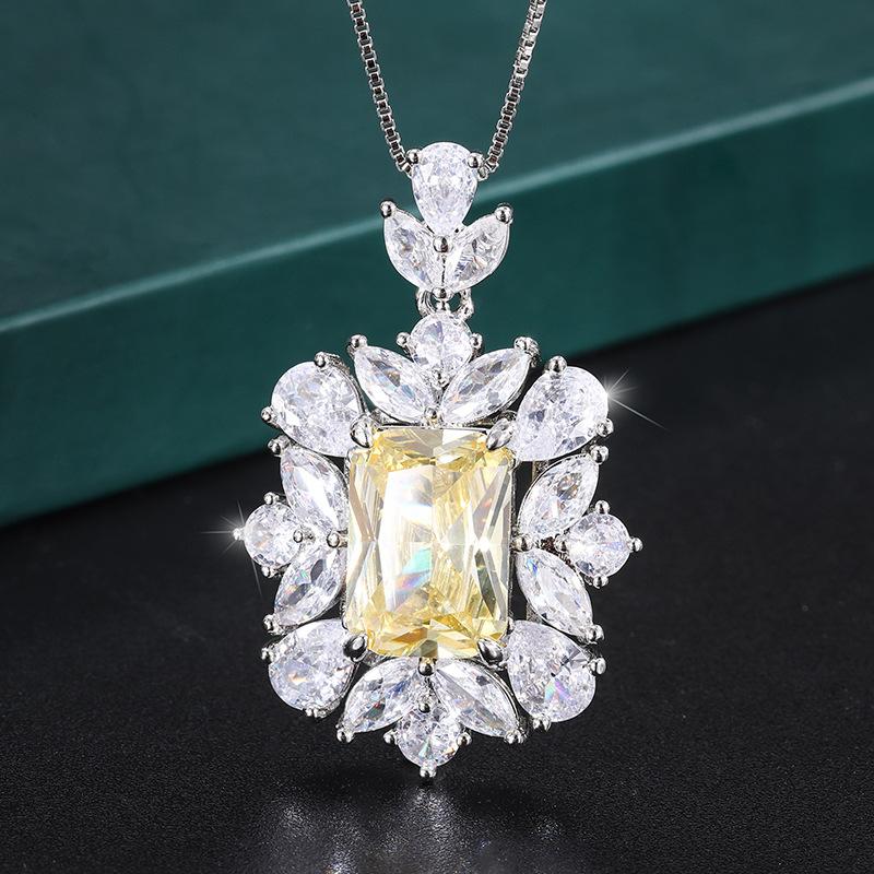 Jewelry Copper Bottom Gold-Plated Style Retro Simulation Color Treasure Rectangular 10 * 14 Pendant Women'S Jewelry