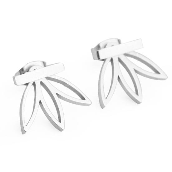 

Fashion Women Hollow Lotus Ear Studs Piercing Street Party Earrings Fine Jewelry серебряный