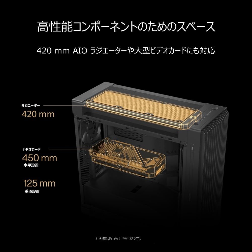 ASUS PROART PA602 WOOD Edition Metal Panel Middle Tower EATX PC Case Black Metal Side Panel Domestic Authorized Distributor Product