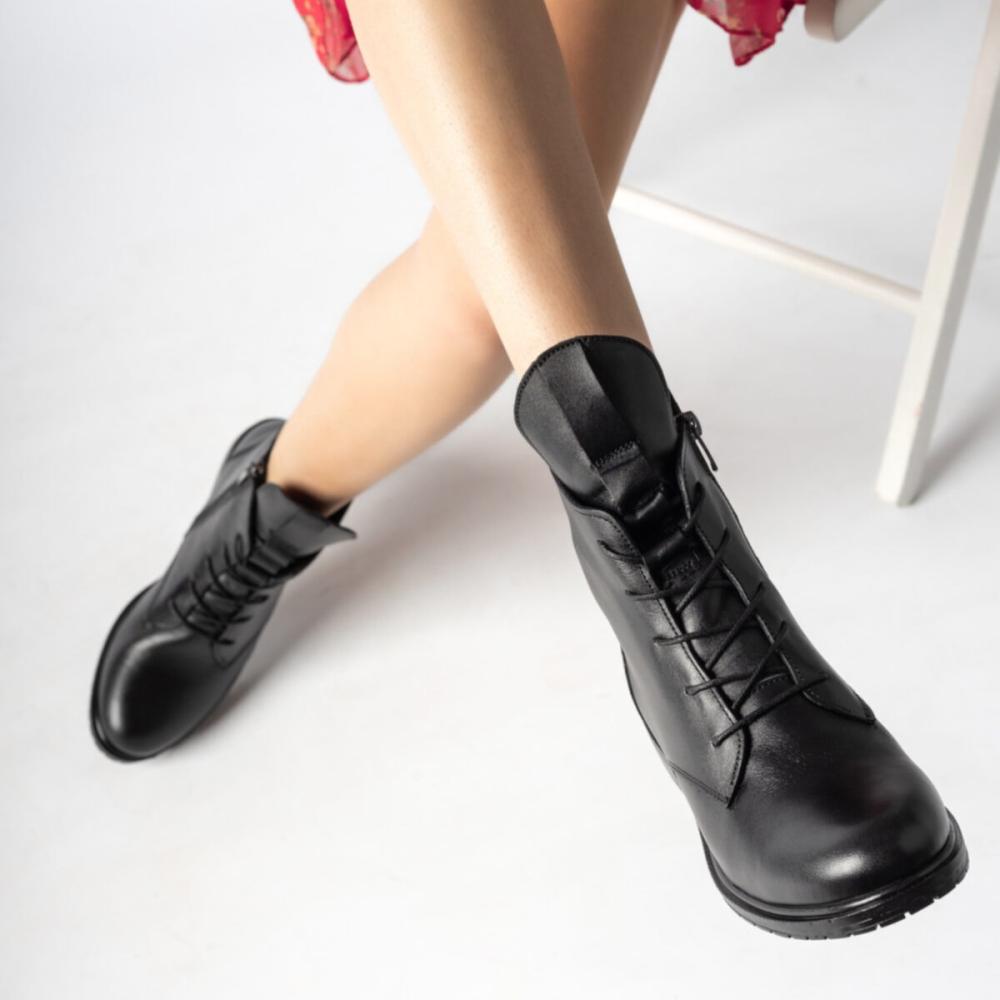 Echtes Leder Schwarz Damen Lederstiefel