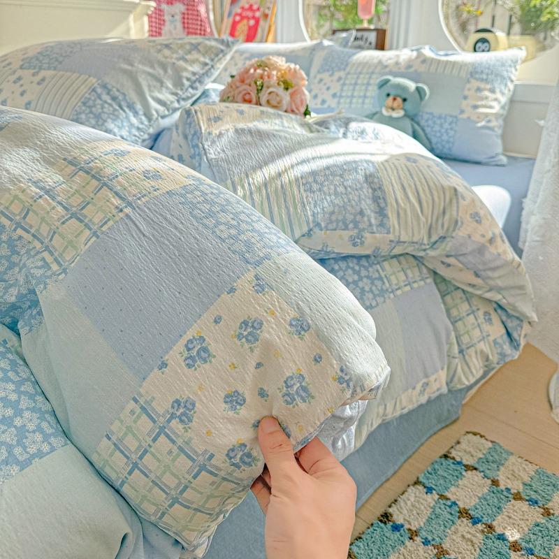

Simple printing Class A super soft double yarn bed four-piece set student quilt cover bed sheet dormitory three-piece set 1.2m sheet 3pcs