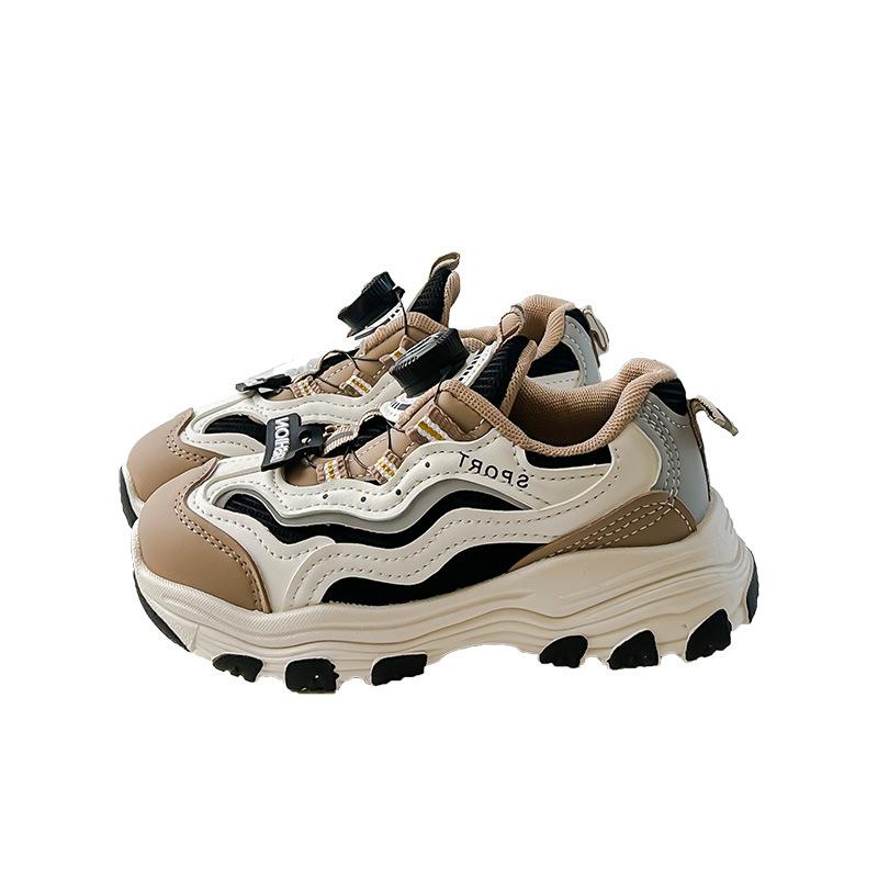 Girls' sneakers rotating button boys' dad shoes 2025 new spring and autumn children's casual shoes breathable running shoes