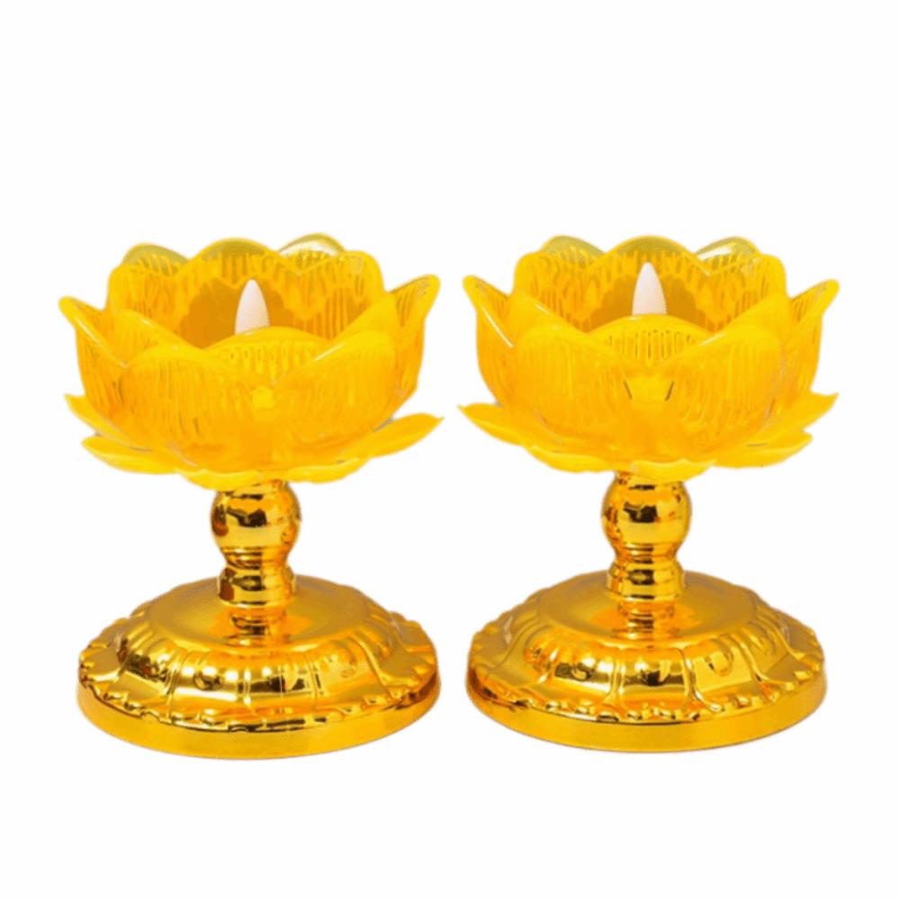 2Pcs Battery Operated Electronic Lotus Lamp Ornament Swing Flameless Candles Outdoor Night Lamp