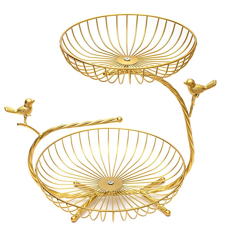 Light Luxury Fruit Plate Modern Living Room Home Nordic Simple Ins Style Multi-layer Fruit Plate Iron Art Candy Plate Front Desk