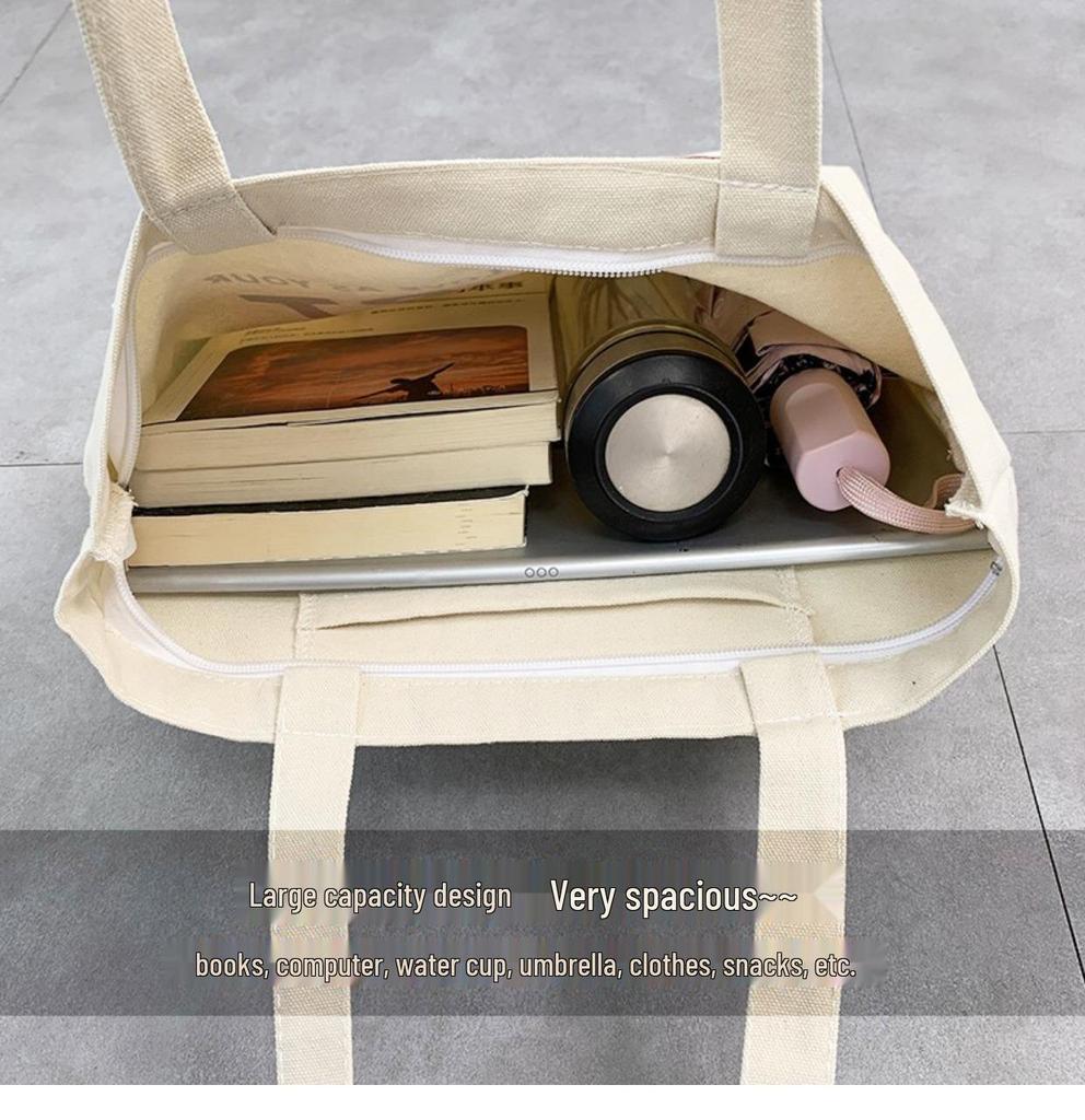 Korean Style Cute Canvas Handbag - Women's Summer Shoulder Bag with Zipper