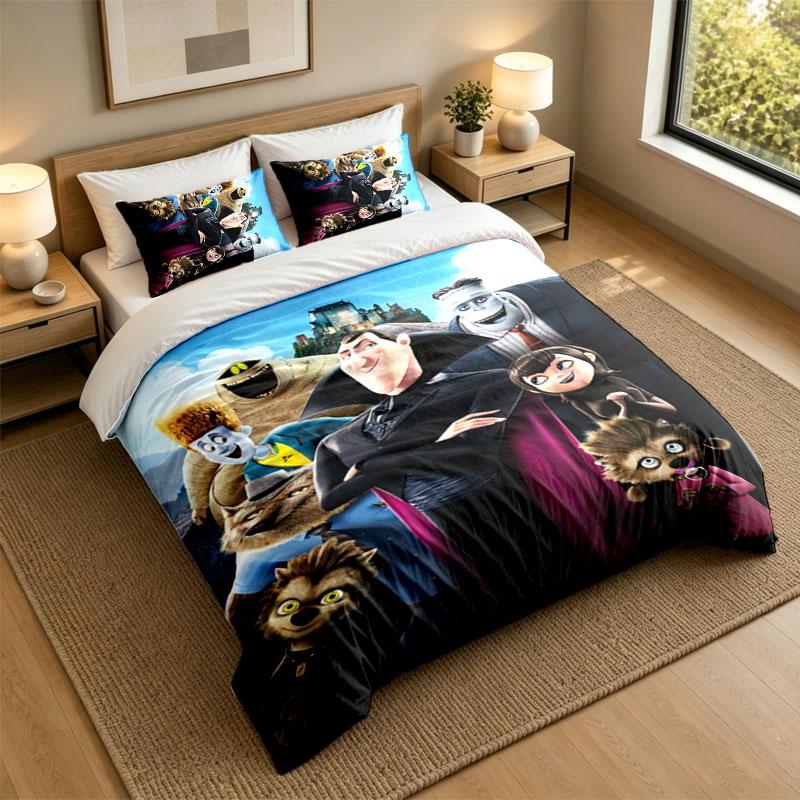Set Biancheria da Letto 3 Pezzi Hotel Transylvania Lenzuolo Morbido e Due Federe Decorazione Camera da Letto Casa