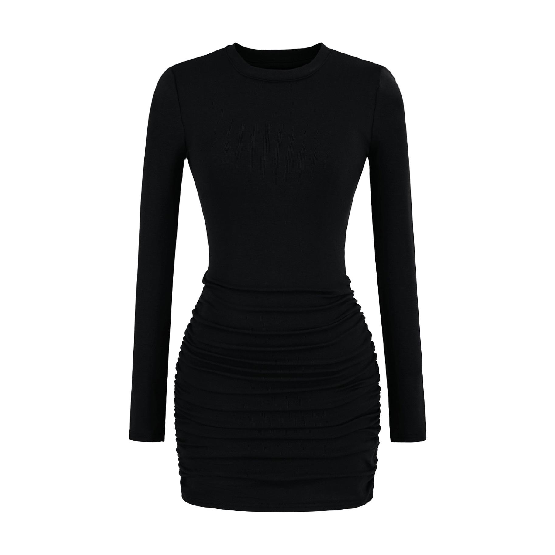 Hot Girl Slim Fit Ruched Bodycon Mini Dress - Spring 2026 Small