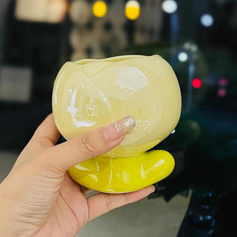 Wunderschöner Keramik-Kelch mit Löffel, Mädchenherz, Tulpe, Parfümbecher, Kaffeetasse, Heimweinglas, Souvenir