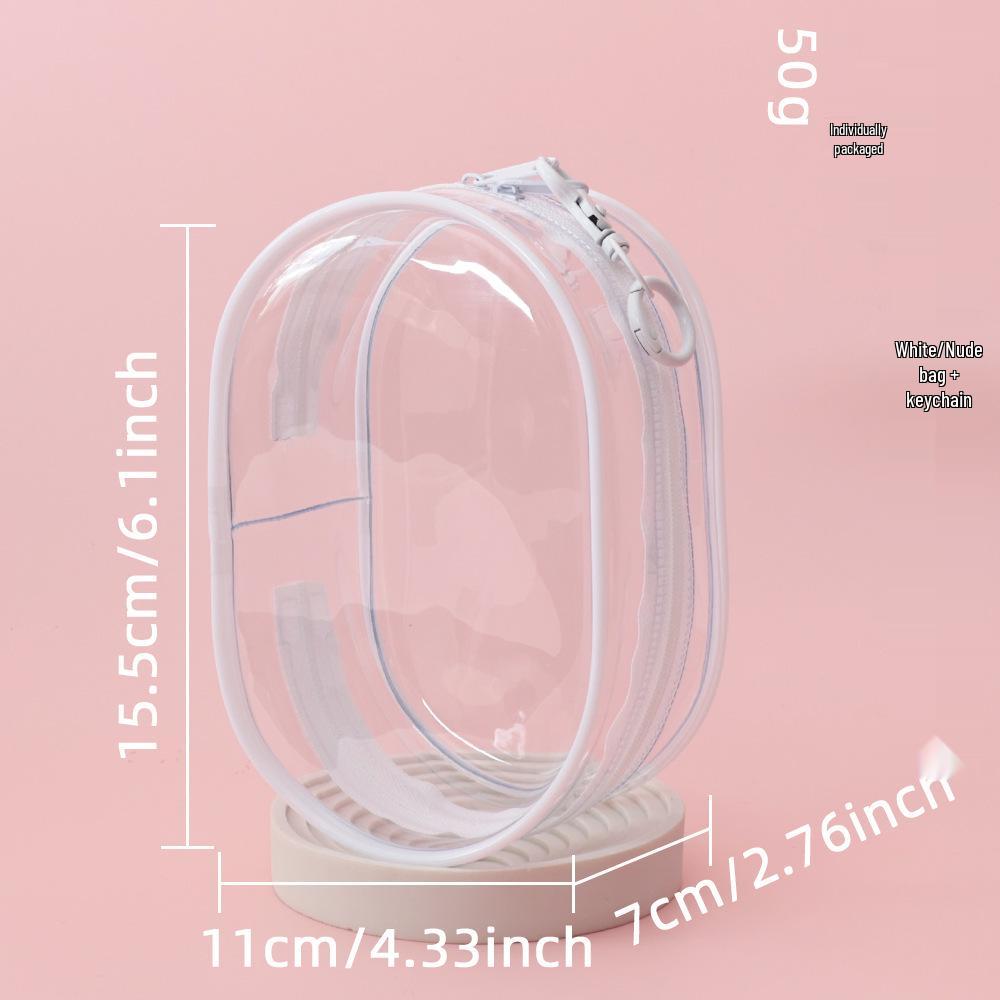 15CM Double Zipper Ita Bag: Durable Transparent Cotton Carrier for Doll Figurines
