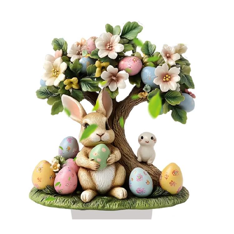 Bunnies Figurines Easters Decoration Table Centerpieces Acrylic Easters Eggs Rabbit Statue Rabbit Sculpture Home Decors