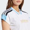 Adidas Letter Color Block Striped Casual Short Sleeve Crop Top Women Tops White IZ2083