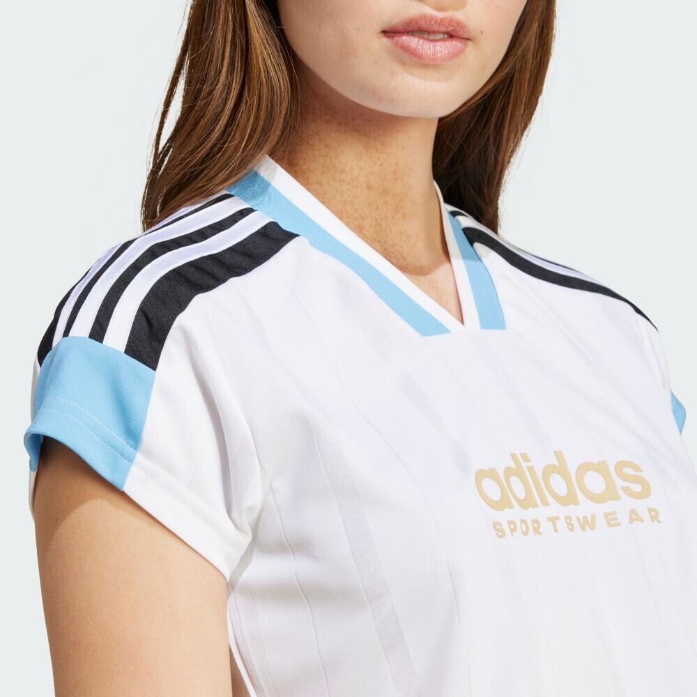 Adidas Letter Color Block Striped Casual Short Sleeve Crop Top Women Tops White IZ2083