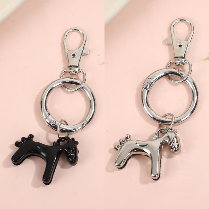 Creative Colorful Pony Keyring Fashion Simple Metal Keychain Backpack Pendant Versatile Key Hanging Decoration Accessories
