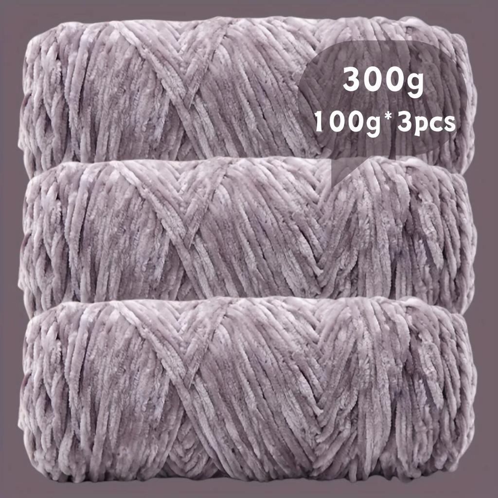 3 ks Měkká sametová chenille příze - Živý vícebarevný sortiment pro pletení a háčkování - Příze pro začátečníky a řemesla Háčkování