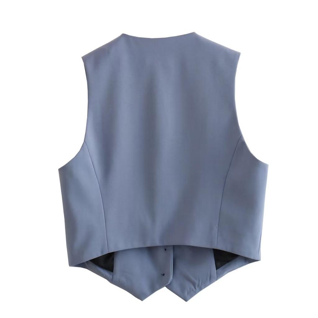 Loose Solid Womens Color Formal Vest Deep V Neck Singlebreasted Sleeveless Cardigan Ol Commute Office