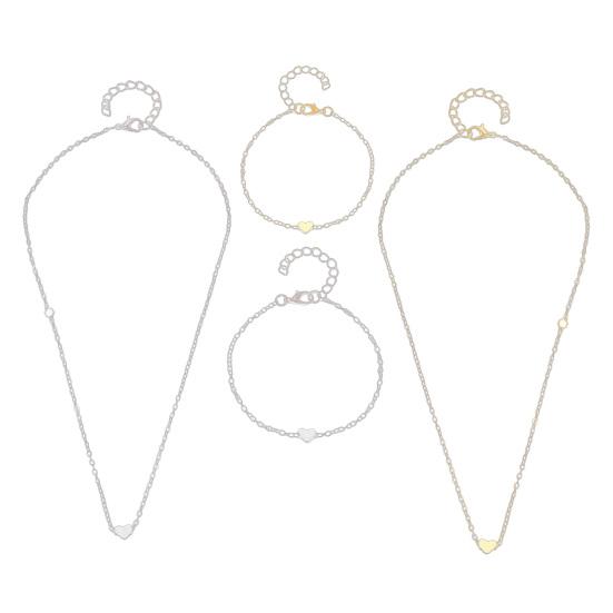 Necklace Bracelet Set, Alloy Plating Wear-Resistant Oxidation-Resistant Jewelry, Adjustable Chain Minimalist Love Pendant Jewelry