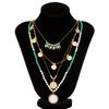 Ethnic Inspires Metal Sun Pendant Layering Necklace Colorful Beads Clavicle Chain Accessory For Casual Or Formal