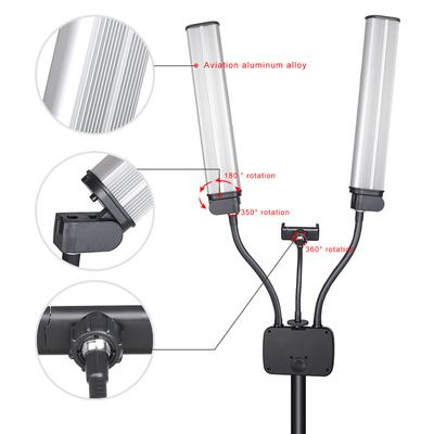 Lampa podłogowa LED z podwójnymi ramionami do przedłużania rzęs ze statywem na telefon Przenośna lampa do tatuażu i rzęs do makijażu Tiktok