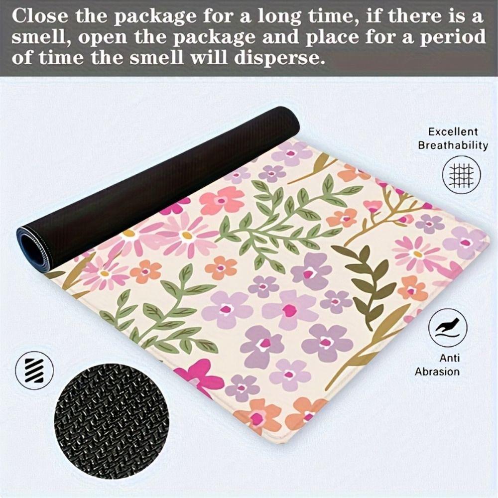Large Mouse Pad Rubber Base Computer Mat Stain-resistant Floral Desk Pad  Work