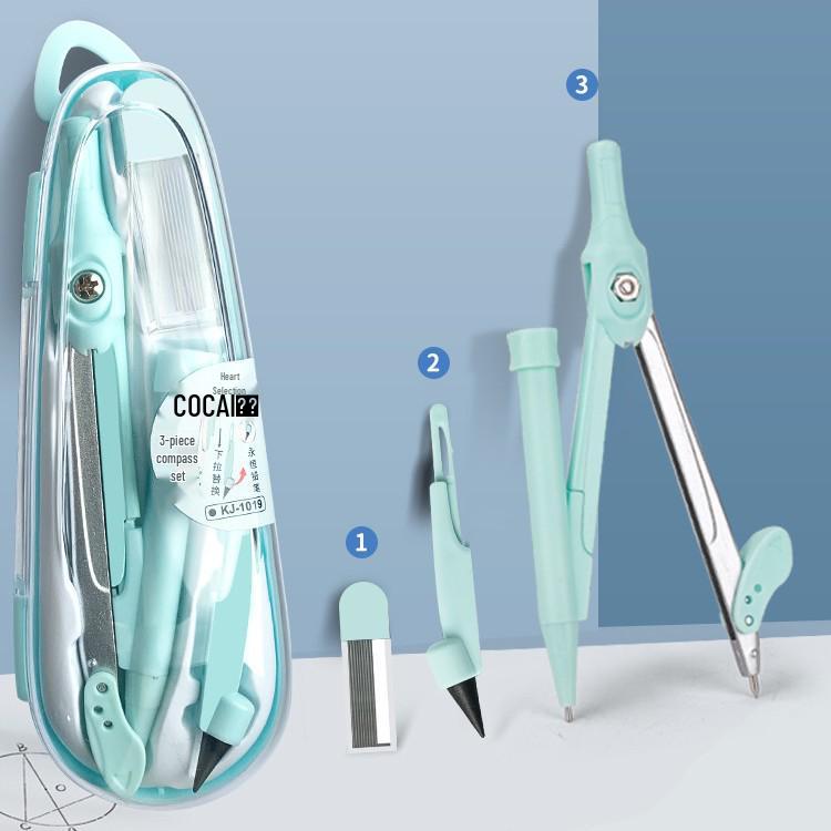 9-Piece Geometry Set for School: Compass, Protractor, Ruler, Square, and More
