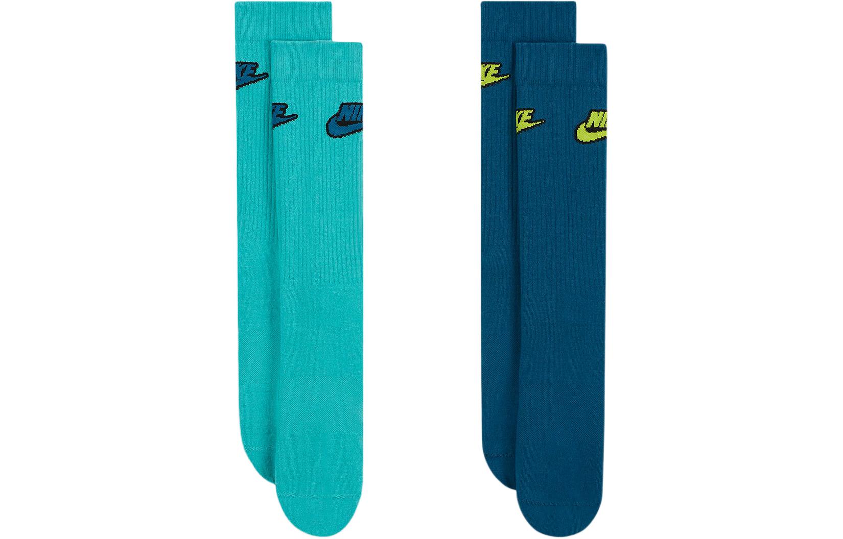 Nike Knee High Socks Unisex 2 Pack Blue/Green DH6152-904 S