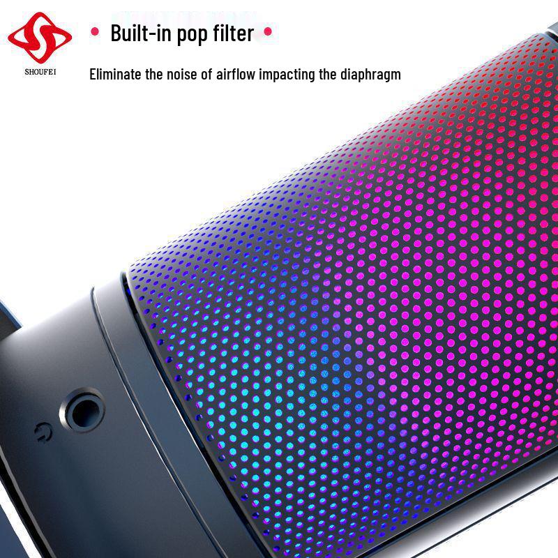 USB RGB Condenser Microphone with Shockproof Noise Reduction for Gaming and Streaming