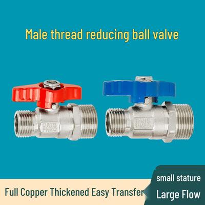 All Copper Ball Valve, 4-to-6-point Reducing, Double Male Threads, Non-stainless Steel, for Gas and Water Heater Tap Connections.