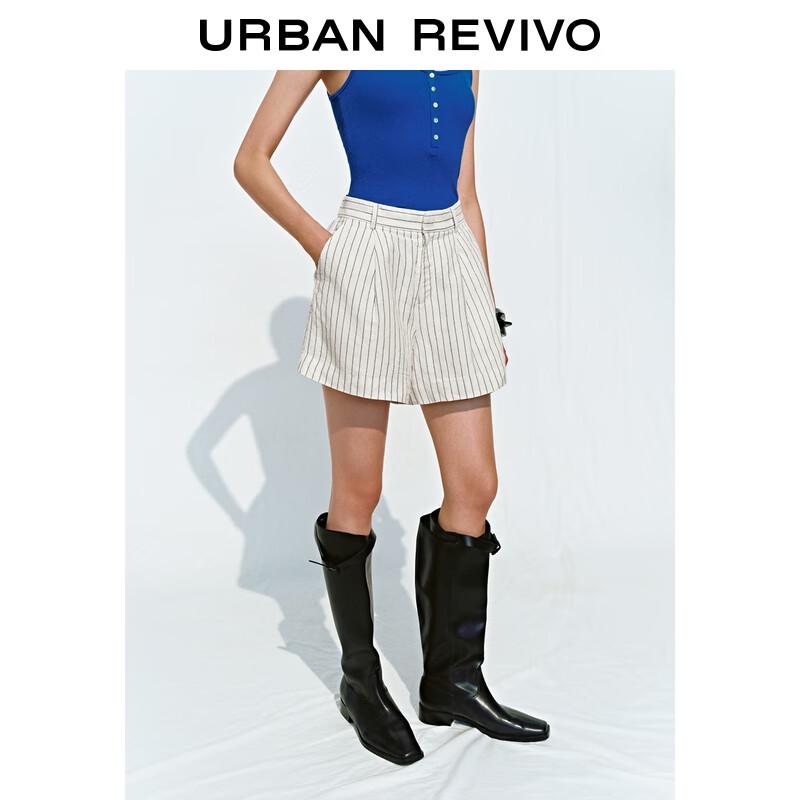 UR 2025 Women s Striped Half-Elastic Waist Shorts L