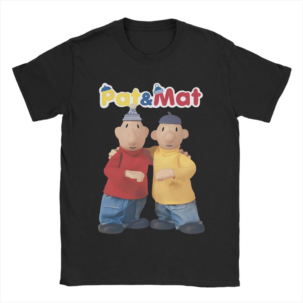 Mens Pat and Mat Czechoslovak Cartoon Anime T Shirt 100 Cotton Tops Humor Short Sleeve Crewneck Tees New Arrival TShirts