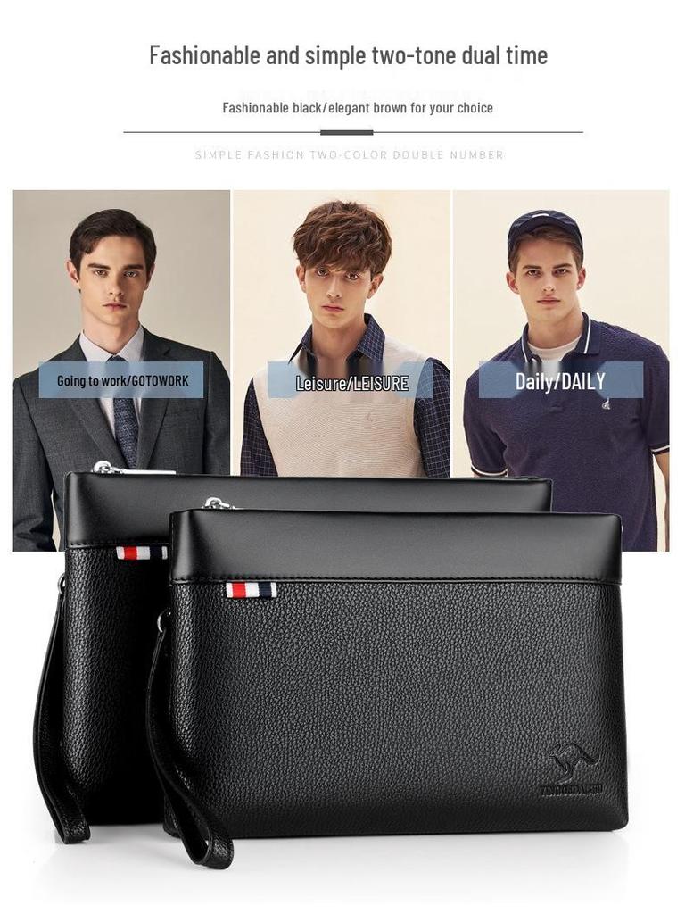 Herren Große Kapazität Weiches Leder Clutch Geldbörse - Trendige Lässige Handtasche & Umschlagtasche