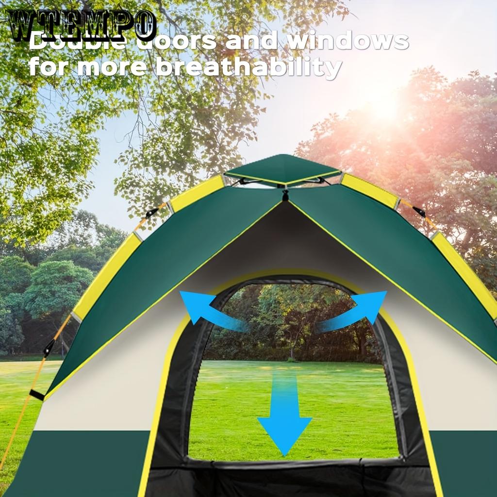 Fully Automatic Quick Opening Camping Tent, Dual Doors And Windows For Superior Ventilation, Waterproof Windproof Tent, Lightweight And Portable