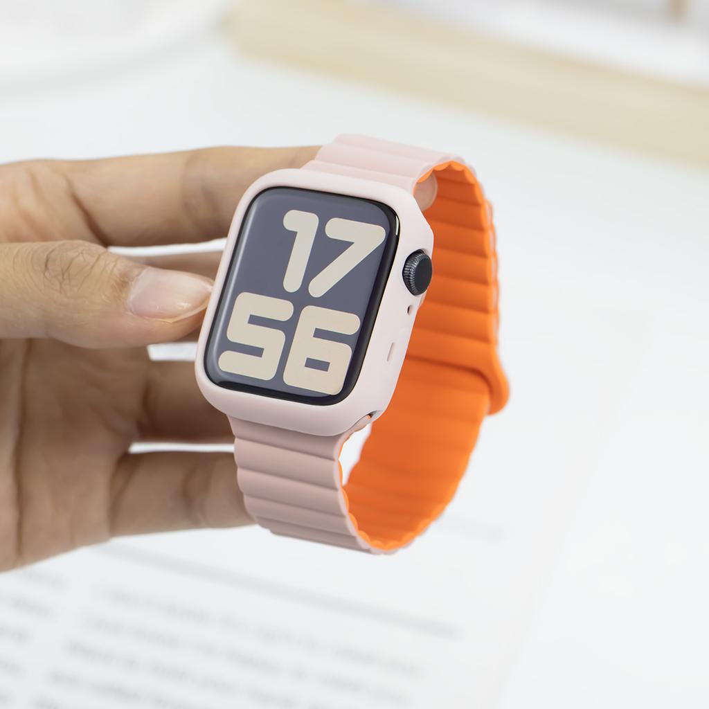 Silikonarmband + Hülle für Apple Watch Armband Ultra 2 49mm 44mm 45mm 42 40mm 38 41mm Damenarmband für iWatch 9 7 8 6 5 4 SE Armband