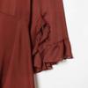 Popular spring new French retro loose horn sleeve lace-up collar ruffle edge dress