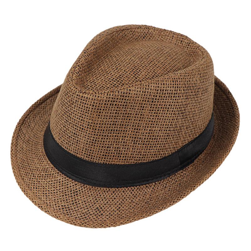 Frühling Sommer Eltern Kind Leinen Stroh Atmungsaktive Kappe Herren Reise Sonnenschutz Band Dekoration Sonnenschutz Jazz Hut Sonnenhut F58