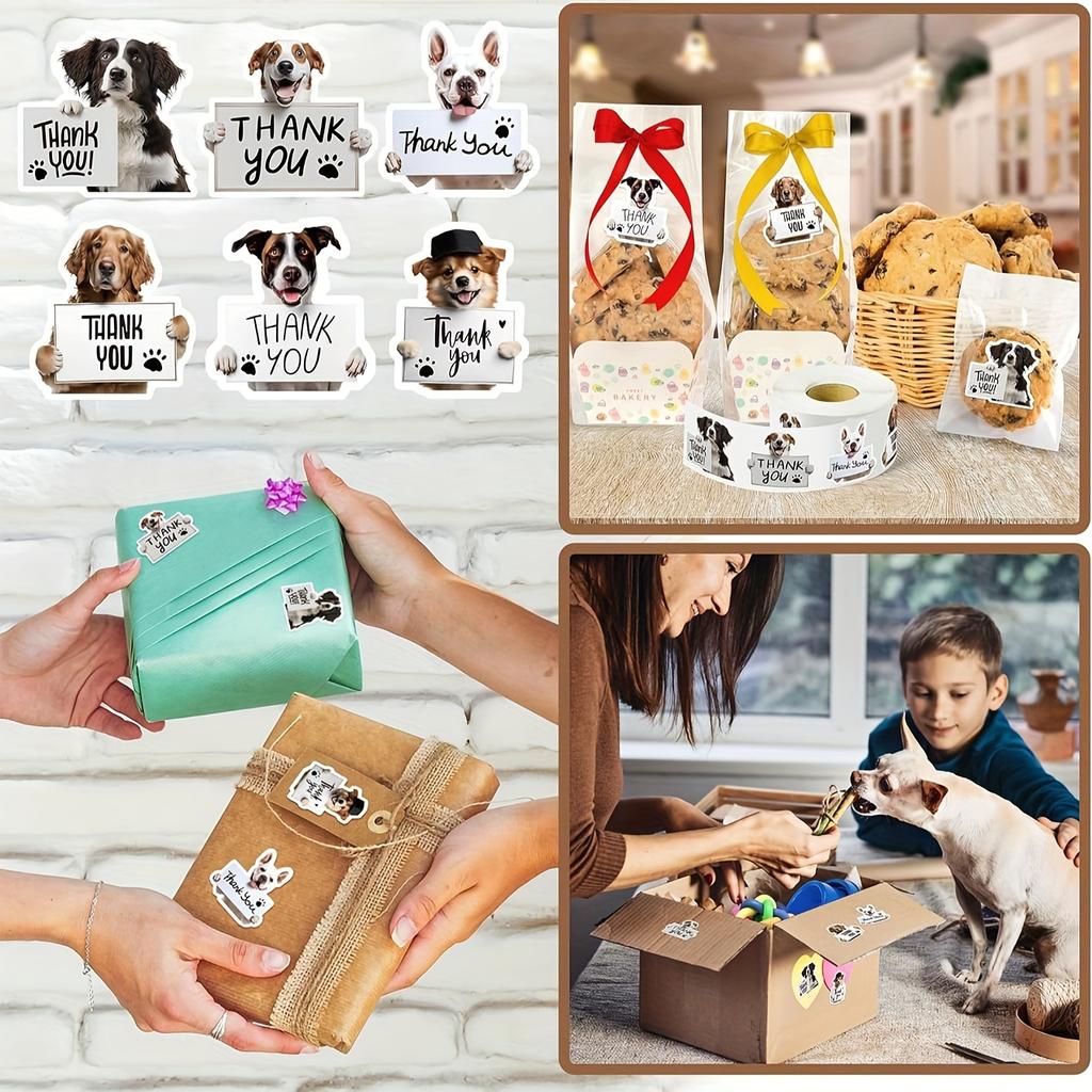 [Cute Dog Stickers] Large-Sized Cute Dog Stickers | Thank You Labels for Sealing Envelopes, DIY Packaging, Craft Decoration, Pet Shops, Hospitals