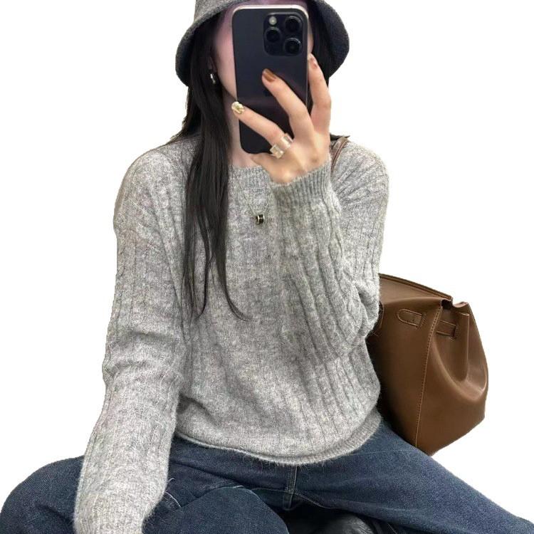 Women Autumn Winter Loose Knitted Sweater Soft Warm Long Sleeve Solid Color Casual Oversized Pullover Daily Streetwear Tops