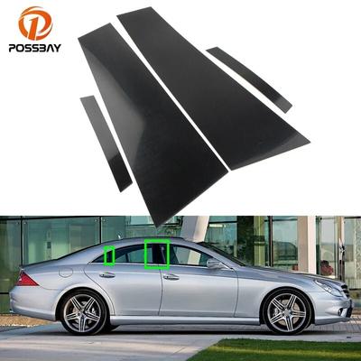 4 pièces pour Mercedes CLS C219 2006-2011 pilier de voiture poteaux porte fenêtre revêtement d'habillage panneau décoratif accessoires Auto pièces extérieures