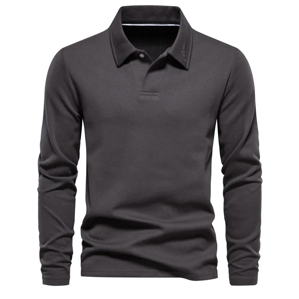 

Simple Solid Color Print Men S Polo Shirt Daily Business Casual Golf Wear Fashion Lapel Long Sleeved T-Shirt Fall Oversized Tops S
