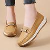 Pacecraft Shoes Women's Cowhide Loafers with Metal Buckle, Comfortable Casual Flat Shoes
