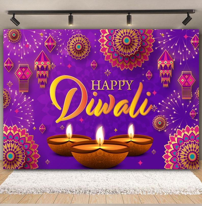 Happy Diwali Photography Backdrop Indian Diwali Tradition Deepavali Candle Marigold Wedding Birthday Background Photo Studio