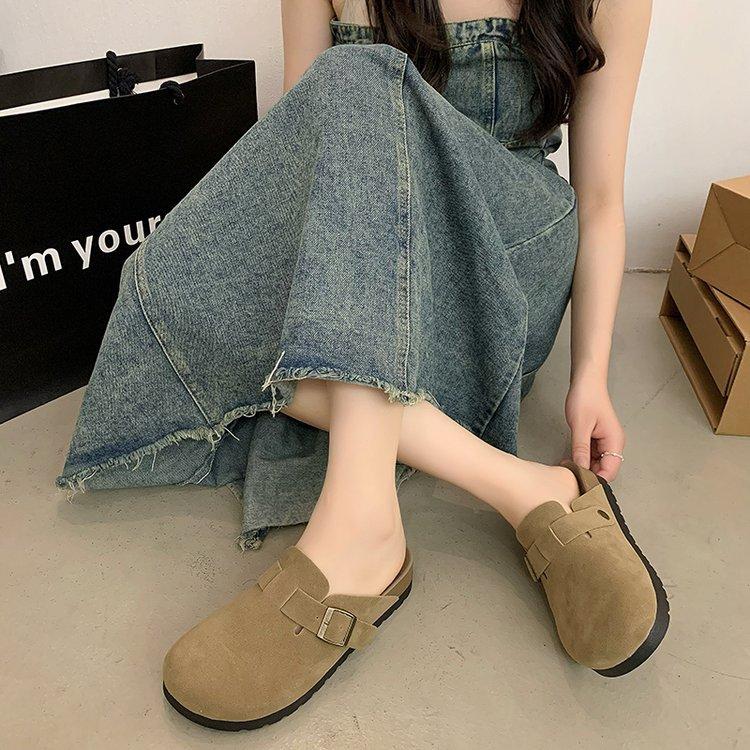 Platform-soled Boken Shoes Women's 2024 Spring and Summer New Fishing Boken Shoes Lazy People Wear a Pedal Bag Head and Half Slippers