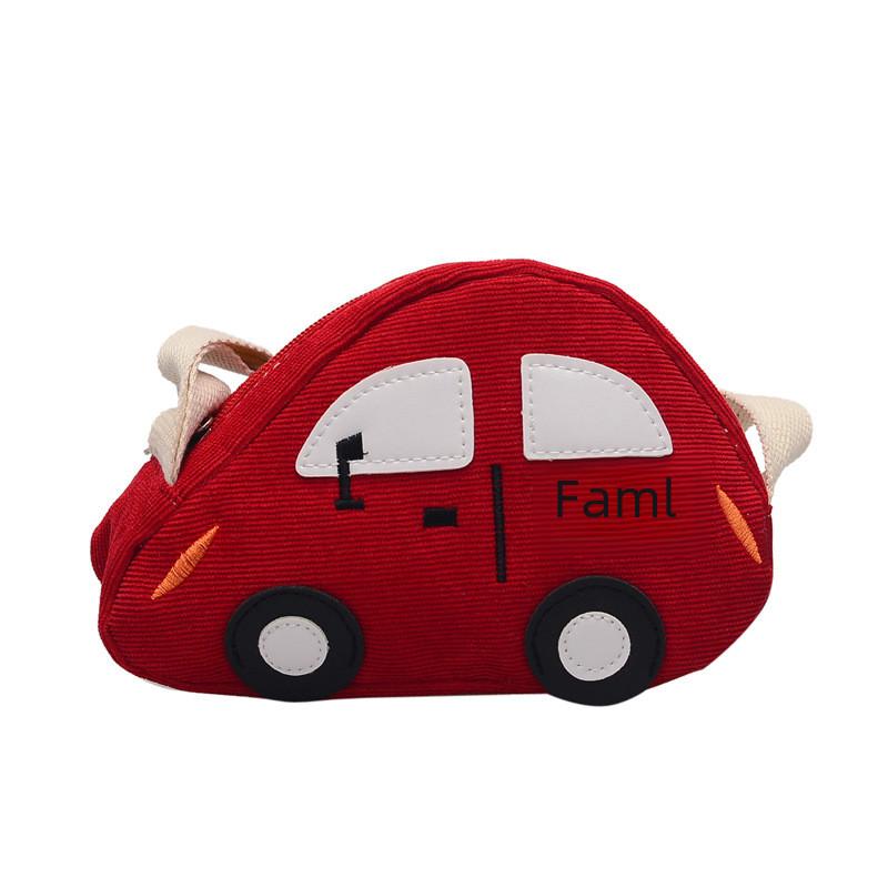 Trendy Corduroy Kids Shoulder Bag Cute Cartoon Car Mini Coin Purse For Girls