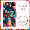 Colorful Happy Birthday Party Door Cover Banners Sign Decorations Birthday Backdrop Background with Cake Balloon Gift for Bday Party Decor Supplies
