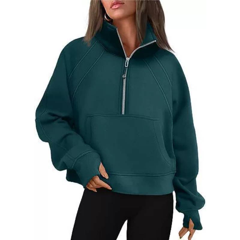 Yoga Wear Long Sleeve Hoodie With Pockets For Womens Casual Fitness