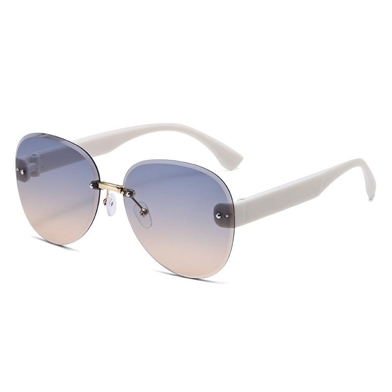 Sunglasses Frameless Ladies, Sunglasses Uv Protection Large Frame Toad Glasses Fashion Ins Street Shooting