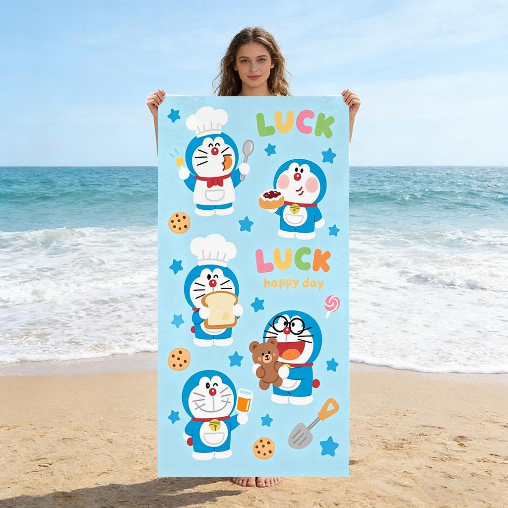 Doraemon Japanese Animation Beach Towel Quick-drying Suitable for Beach Gym Yoga Pool Summer Funny Gift for Friends And Family